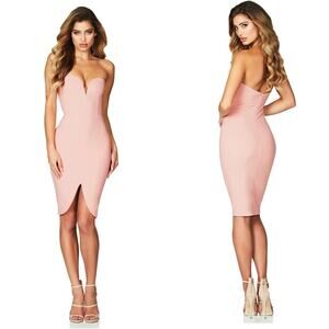 Nookie Strapless Honey‎ Midi Dress Blush Pink Size Medium Event Night Out